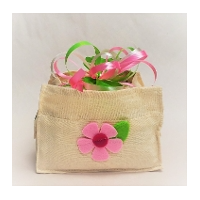 A small bag with flowers on it