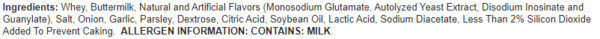 A picture of some food with the words " microsodium and mybean oil."