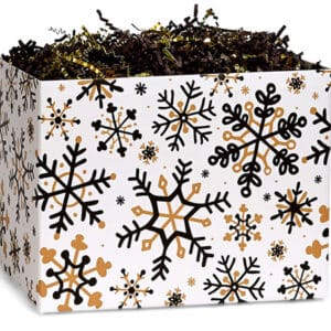 black & gold snowflake box
